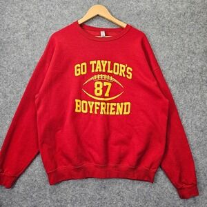 Taylor Swift Womens Oversized Sweatshirt XL Red BOYFRIEND Football Swiftie Kelce